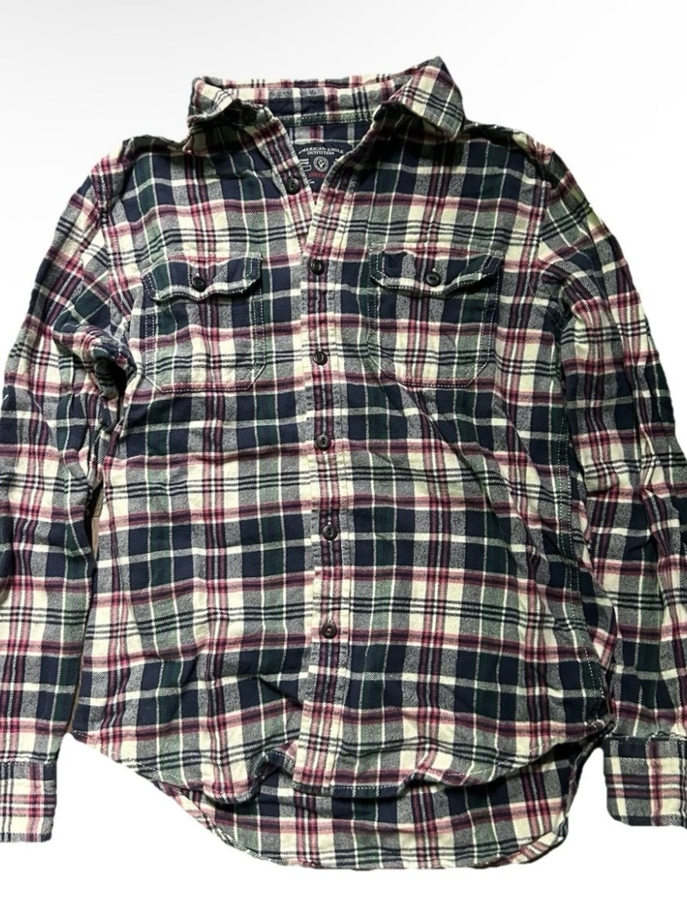 Women’s American Eagle Plaid Flannel Button Up Shirt Size Small